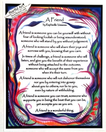 A friend original poetry poster (11x14) - Heartful Art by Raphaella Vaisseau
