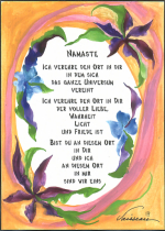 Namaste poster in German (5x7) - Heartful Art by Raphaella Vaisseau