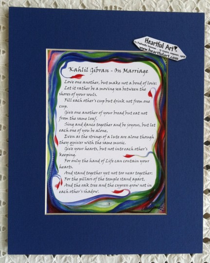 On Marriage Kahlil Gibran quote (8x10) - Heartful Art by Raphaella Vaisseau