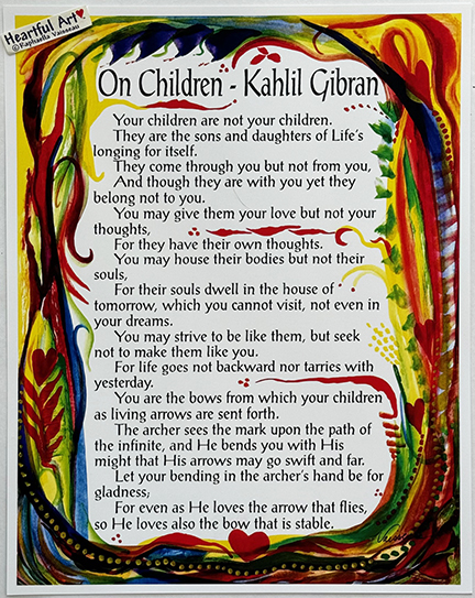 On Children Kahlil Gibran poster (11x14) - Heartful Art by Raphaella Vaisseau