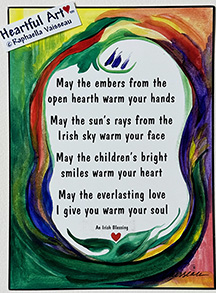 May the embers ... Irish Blessing poster (5x7) - Heartful Art by Raphaella Vaisseau
