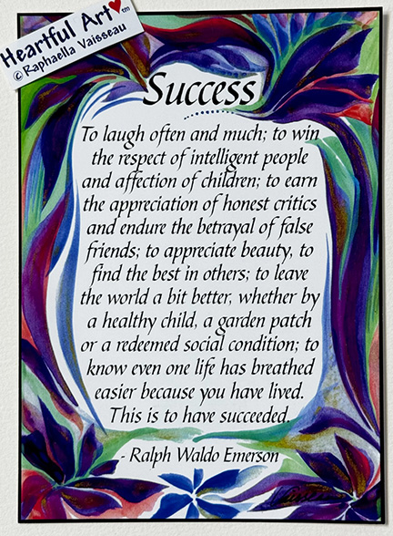 Success poster Ralph Waldo Emerson (5x7) - Heartful Art by Raphaella Vaisseau